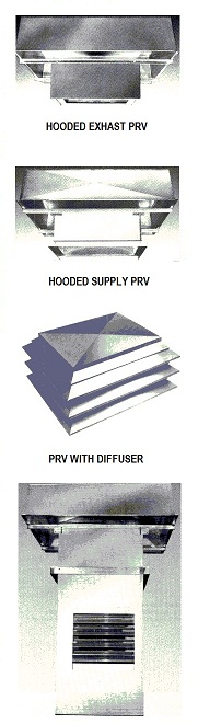 Hooded power roof ventilator fans - exhaust and supply.